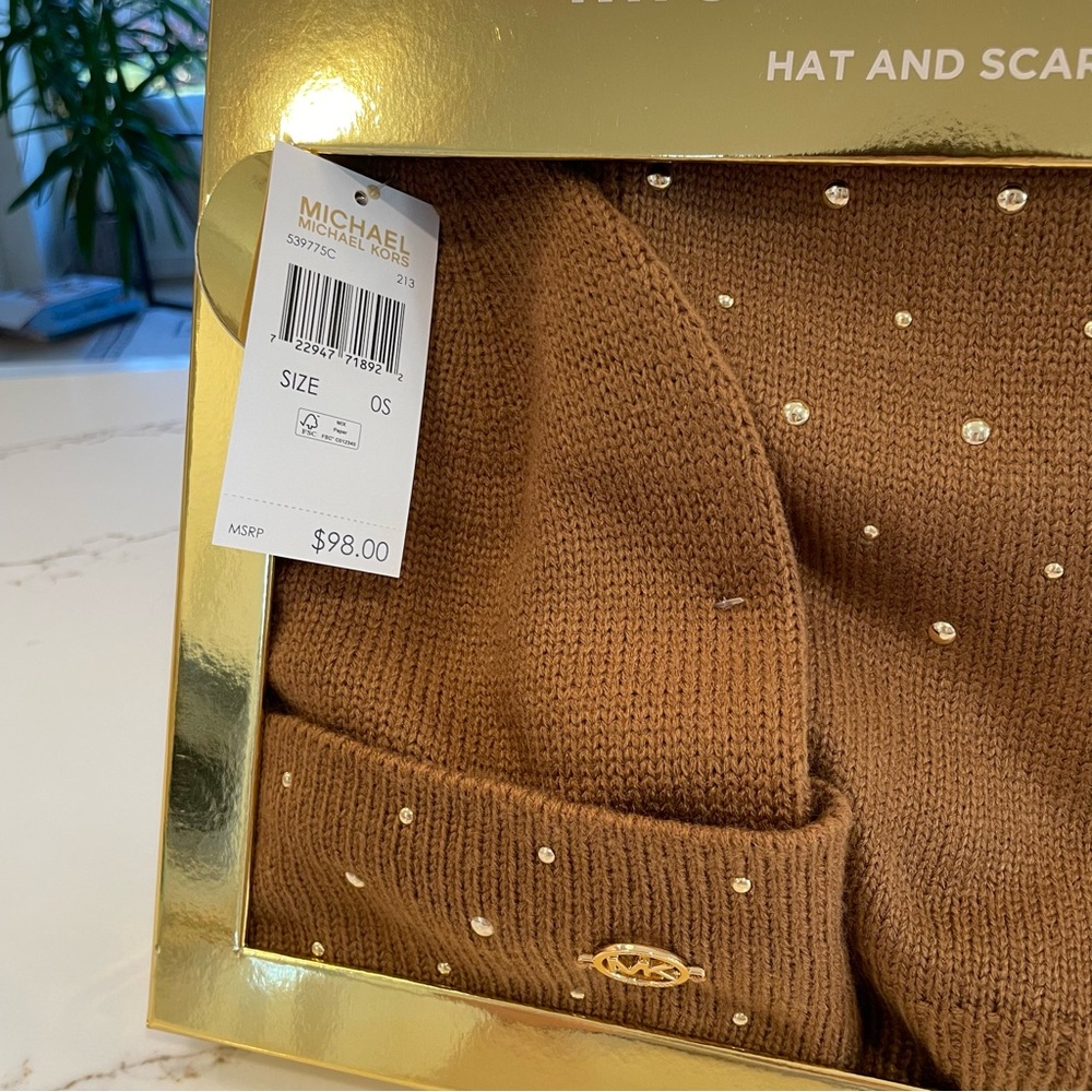 Authentic Michael Kore Hat and Scarf Set! - Brown - Picture 4 of 4